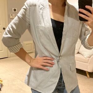 Rag & Bone Silk Pinstripe Blazer – Size 0 – Grey/White